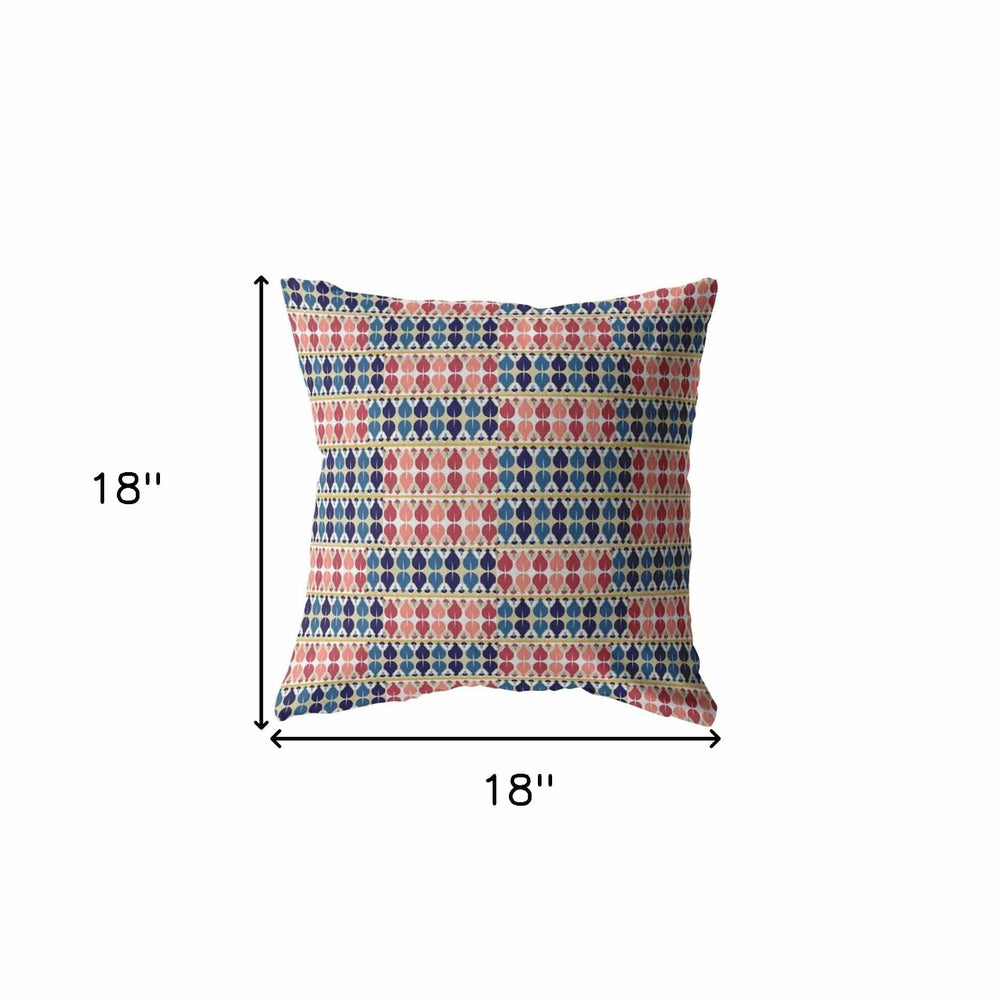 18" Red Blue Spades Zippered Suede Throw Pillow - Homeroots