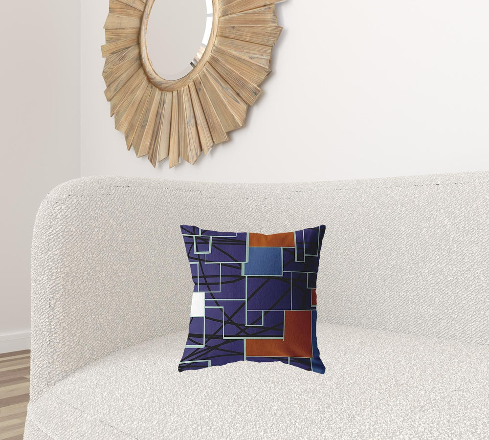 16" Navy Puzzle Piece Zippered Suede Throw Pillow - Homeroots - Flyclothing LLC