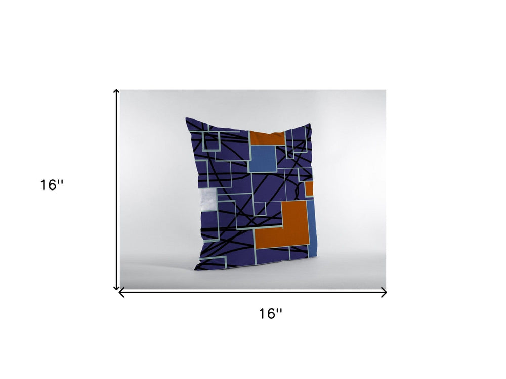16" Navy Puzzle Piece Zippered Suede Throw Pillow - Homeroots - Flyclothing LLC