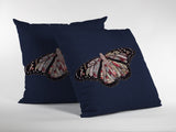 16" Denim Blue Butterfly Zippered Suede Throw Pillow - Homeroots