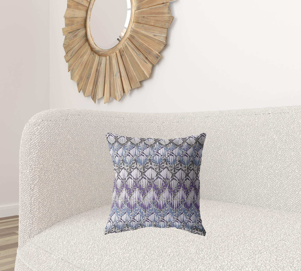 18” Purple Gray Hatch Zippered Suede Throw Pillow - Homeroots - Flyclothing LLC