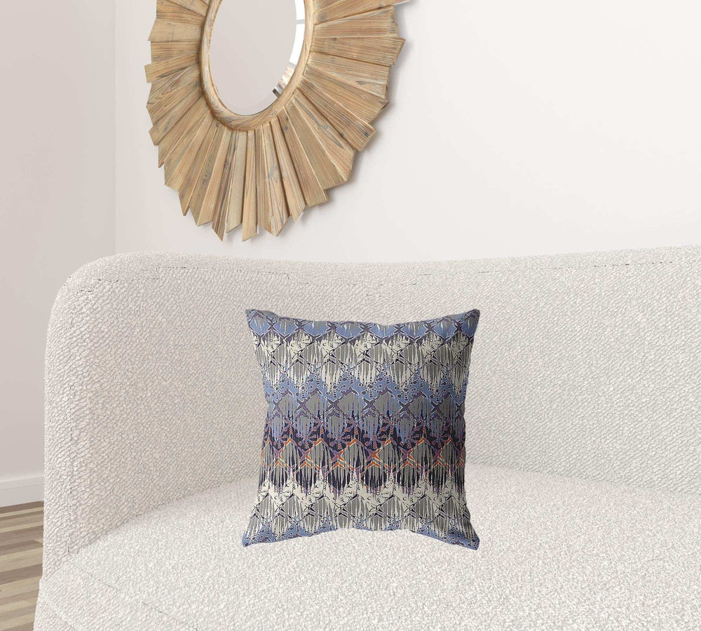 18” Blue Gray Hatch Zippered Suede Throw Pillow - Homeroots - Flyclothing LLC