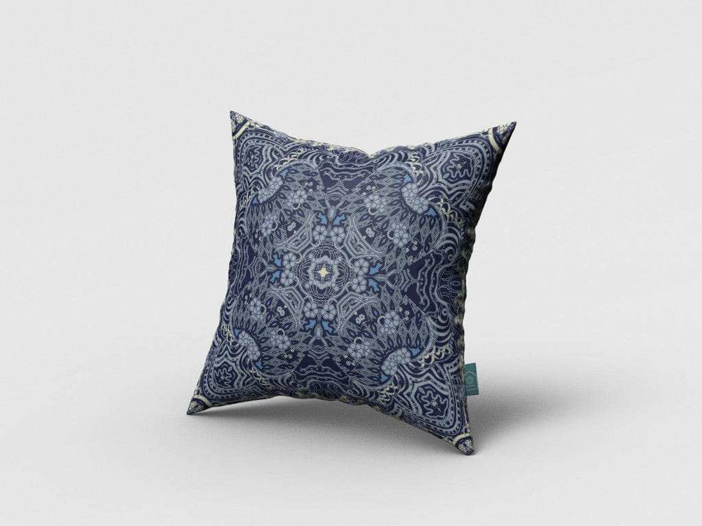 16” Indigo Boho Ornate Zippered Suede Throw Pillow - Homeroots - Flyclothing LLC