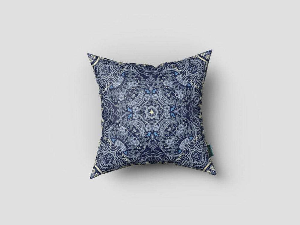 16” Indigo Boho Ornate Zippered Suede Throw Pillow - Homeroots - Flyclothing LLC
