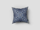 16” Indigo Boho Ornate Zippered Suede Throw Pillow - Homeroots - Flyclothing LLC
