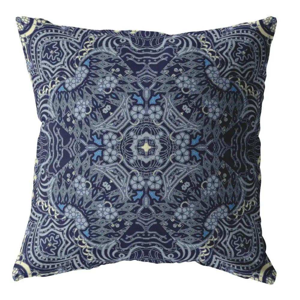 18” Indigo Boho Ornate Zippered Suede Throw Pillow - Homeroots - Flyclothing LLC