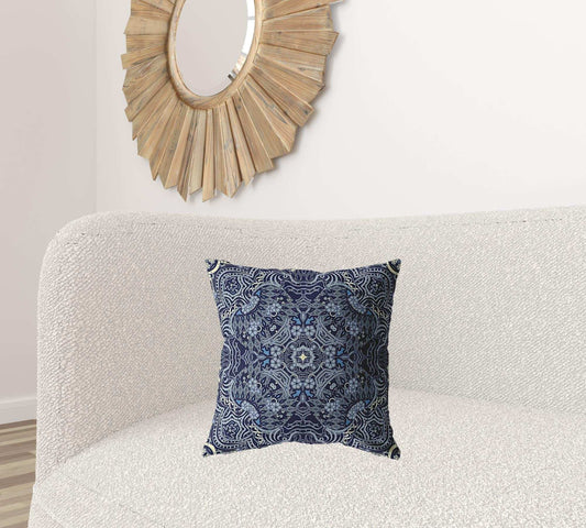18” Indigo Boho Ornate Zippered Suede Throw Pillow - Homeroots - Flyclothing LLC