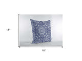 18” Indigo White Boho Ornate Zippered Suede Throw Pillow - Homeroots - Flyclothing LLC