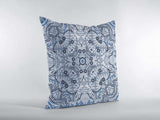 16” Light Blue Boho Ornate Zippered Suede Throw Pillow - Homeroots - Flyclothing LLC