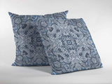 16” Light Blue Boho Ornate Zippered Suede Throw Pillow - Homeroots - Flyclothing LLC