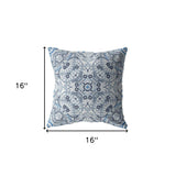 16” Light Blue Boho Ornate Zippered Suede Throw Pillow - Homeroots - Flyclothing LLC