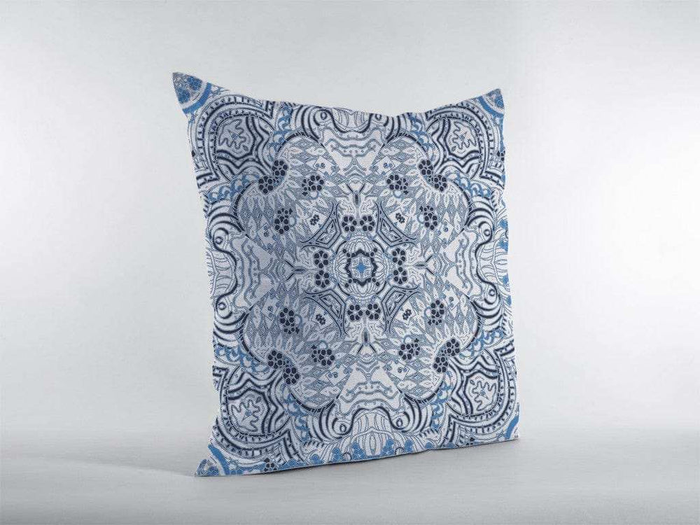 18” Light Blue Boho Ornate Zippered Suede Throw Pillow - Homeroots - Flyclothing LLC
