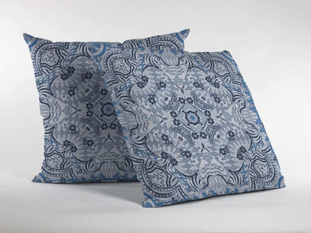 18” Light Blue Boho Ornate Zippered Suede Throw Pillow - Homeroots - Flyclothing LLC