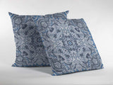 18” Light Blue Boho Ornate Zippered Suede Throw Pillow - Homeroots - Flyclothing LLC