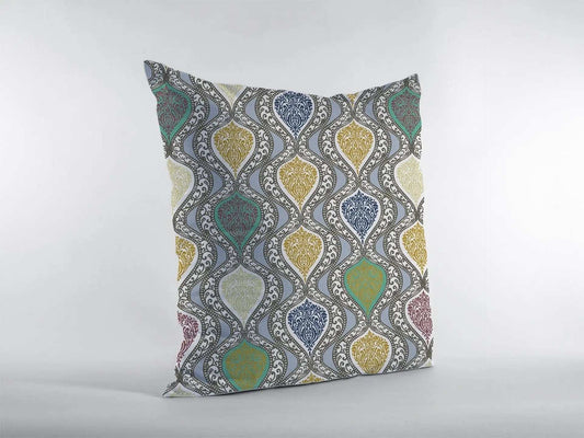 16” Gray Gold Ogee Zippered Suede Throw Pillow - Homeroots - Flyclothing LLC
