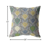 16” Gray Gold Ogee Zippered Suede Throw Pillow - Homeroots - Flyclothing LLC