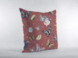 18" Copper Rose Butterflies Zippered Suede Throw Pillow - Homeroots - Flyclothing LLC