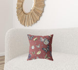 18" Copper Rose Butterflies Zippered Suede Throw Pillow - Homeroots - Flyclothing LLC