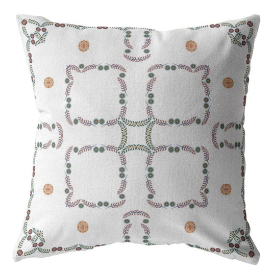 16” White Floral Suede Zippered Throw Pillow - Homeroots - Flyclothing LLC