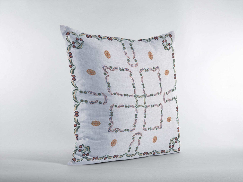 16” White Floral Suede Zippered Throw Pillow - Homeroots - Flyclothing LLC