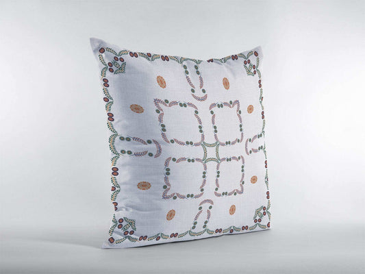 18” White Floral Suede Zippered Throw Pillow - Homeroots - Flyclothing LLC
