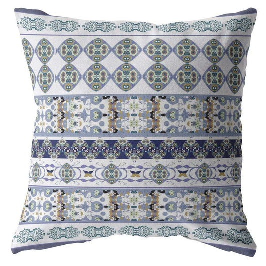 16” Navy White Strips Zippered Suede Throw Pillow - Homeroots - Flyclothing LLC