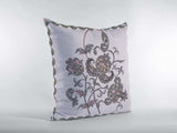 16” Gray White Wildflower Zippered Suede Throw Pillow - Homeroots - Flyclothing LLC