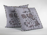 16” Gray White Wildflower Zippered Suede Throw Pillow - Homeroots - Flyclothing LLC