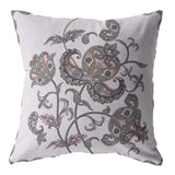 18” Gray White Wildflower Zippered Suede Throw Pillow - Homeroots - Flyclothing LLC