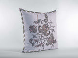 18” Gray White Wildflower Zippered Suede Throw Pillow - Homeroots - Flyclothing LLC