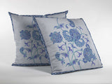 16” Blue White Wildflower Zippered Suede Throw Pillow - Homeroots - Flyclothing LLC