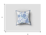 16” Blue White Wildflower Zippered Suede Throw Pillow - Homeroots - Flyclothing LLC