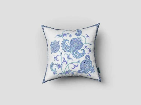 18” Blue White Wildflower Zippered Suede Throw Pillow - Homeroots - Flyclothing LLC