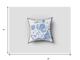 18” Blue White Wildflower Zippered Suede Throw Pillow - Homeroots - Flyclothing LLC