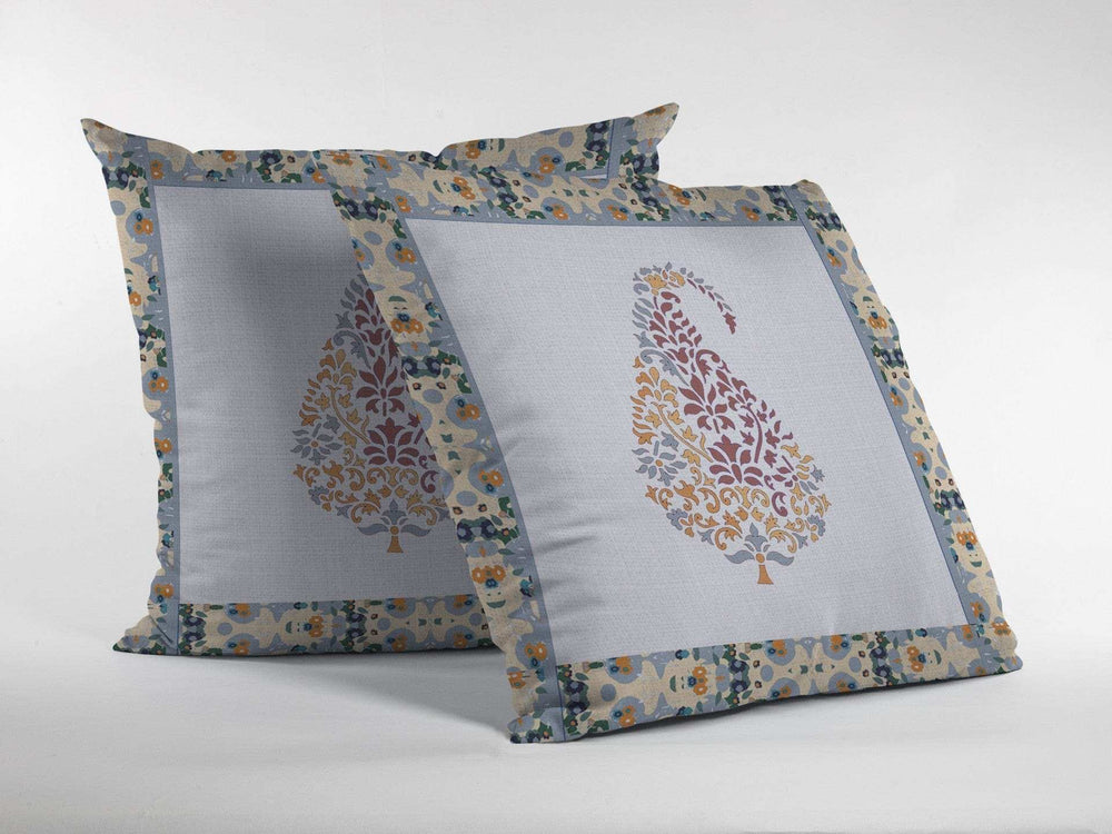 16” Red White Paisley Suede Zippered Throw Pillow - Homeroots - Flyclothing LLC