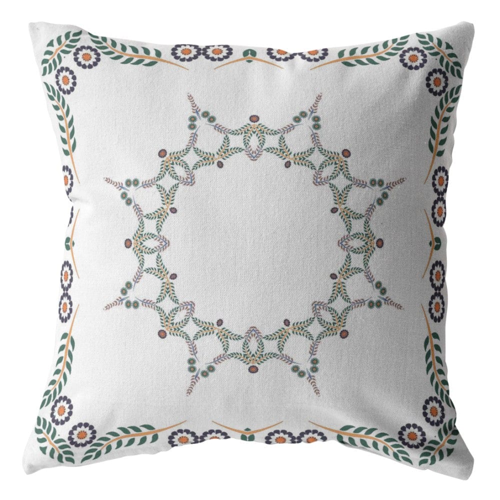 16"x16" White Zippered Suede Floral Throw Pillow - Homeroots - Flyclothing LLC