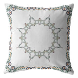 18"x18" White Zippered Suede Floral Throw Pillow - Homeroots - Flyclothing LLC
