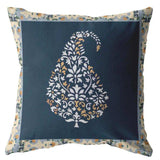 16” Orange Navy Paisley Suede Zippered Throw Pillow - Homeroots - Flyclothing LLC