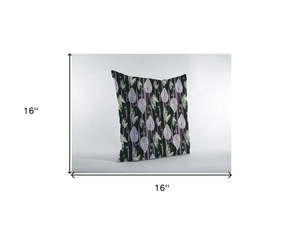 16” Black Purple Fall Leaves Zippered Suede Throw Pillow - Homeroots - Flyclothing LLC