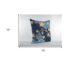 18" Navy Blue Garden Zippered Suede Throw Pillow - Homeroots - Flyclothing LLC