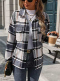 Plaid Button Up Drop Shoulder Jacket - Trendsi - Flyclothing LLC
