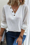 Decorative Button V-Neck Long Sleeve T-Shirt - Trendsi - Flyclothing LLC