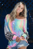 BiBi Tie Dye French Terry Sweatshirt with Contrast - Trendsi - Flyclothing LLC