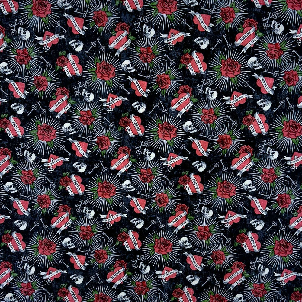 Rockmount Ranch Ware Cowboy Skulls & Hearts Western Cotton Bandana in Black - Rockmount Clothing - Flyclothing LLC