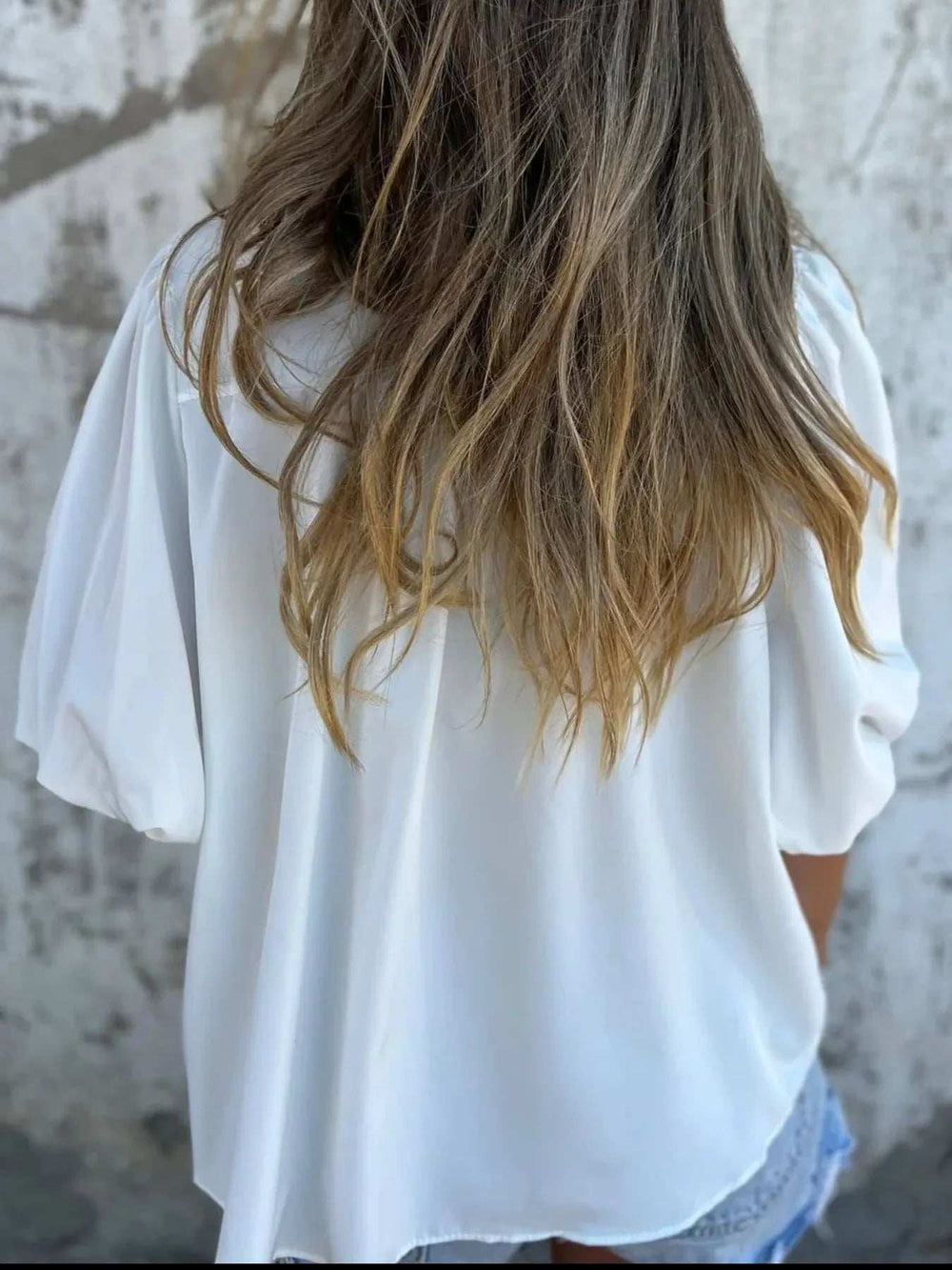 Full Size Smocked Puff Sleeve Blouse Plus Size - Trendsi - Flyclothing LLC