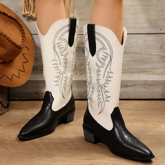 Point Toe Block Heels Boots - Trendsi - Flyclothing LLC