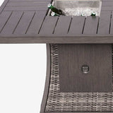 Gray Wicker Outdoor Gas Fire Pit Table with Ice Bucket - Homeroots - Flyclothing LLC