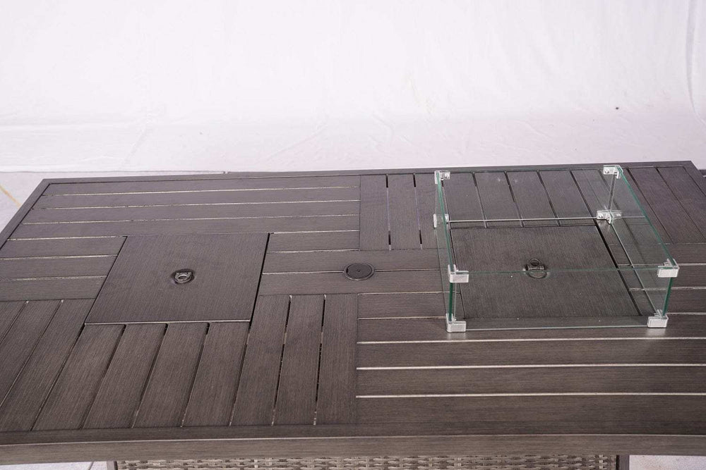 Gray Wicker Outdoor Gas Fire Pit Table with Ice Bucket - Homeroots - Flyclothing LLC