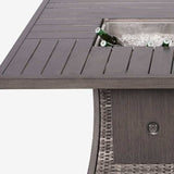 Gray Wicker Outdoor Gas Fire Pit Table with Ice Bucket - Homeroots - Flyclothing LLC