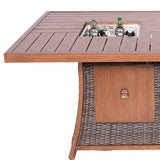 Brown Wicker Outdoor Gas Fire Pit Table with Ice Bucket - Homeroots - Flyclothing LLC